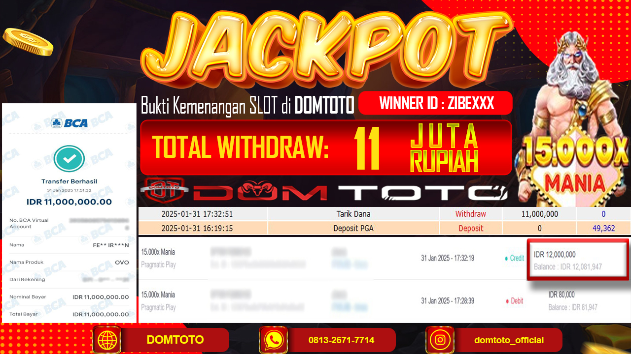 JACKPOT SLOT 15.000X MANIA 31 JANUARI 2025